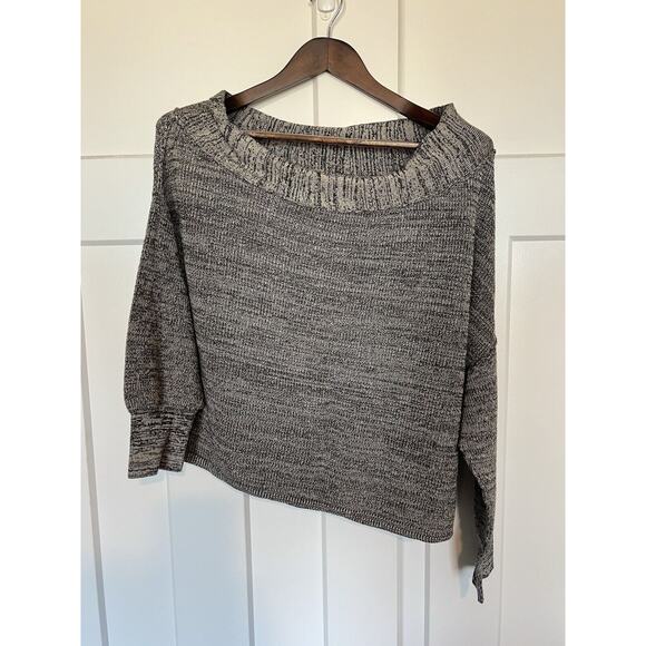 Free People Sweater Alana Off the Shoulder Linen Blend Knit Size Medium Gray - Picture 1 of 9